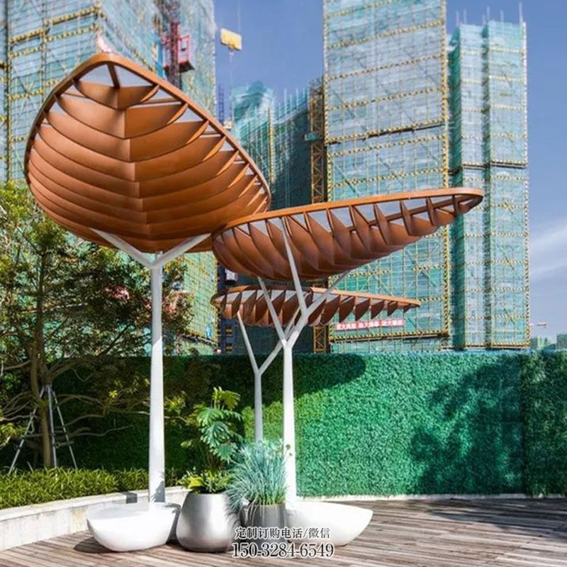 景区雕塑制作-立体景观-金属抽象遮阳棚雕塑