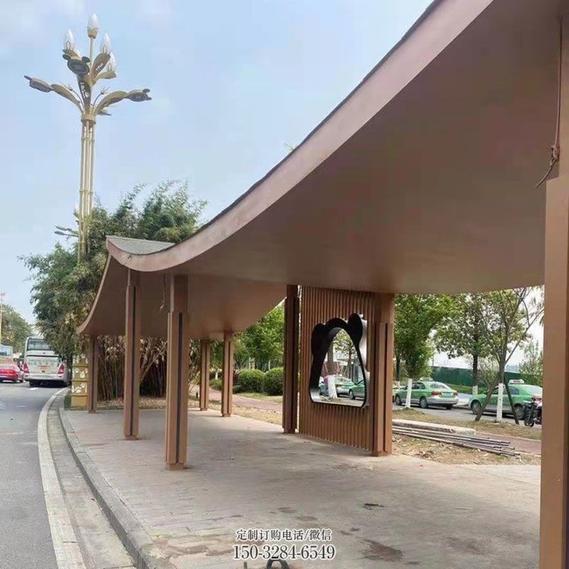 街道标识生产-静态街景-铜雕廊亭景观